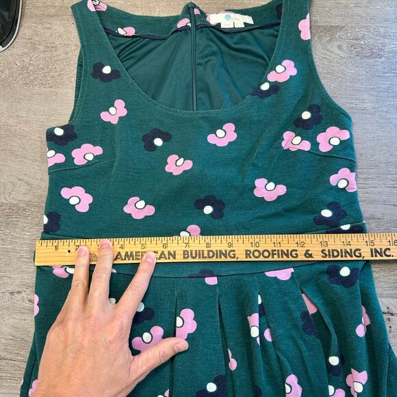 Boden Joanna Fit & Flare Ponte Knit Dress Green Pink Floral Size 10 - Picture 12 of 13